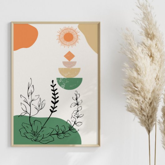 Elegant abstract geometrisch, midden-eeuws minimal poster