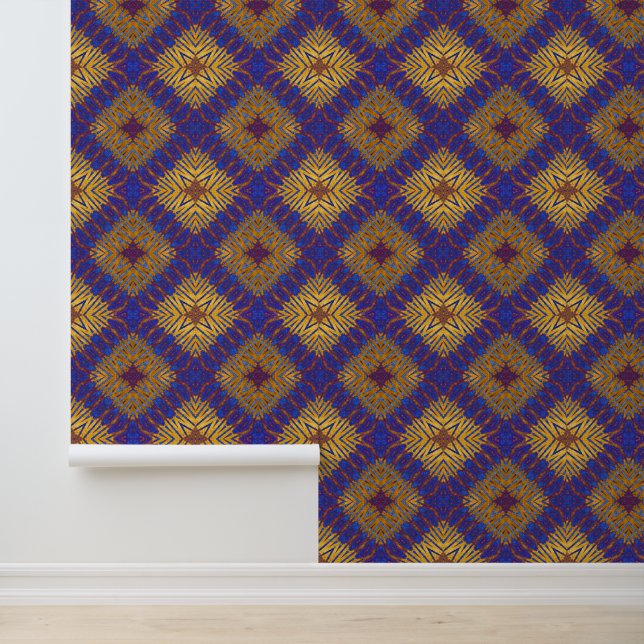 Elegant Abstract geometrisch modern Paars en goud Behang (Applicatie)