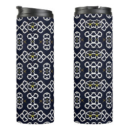 Elegant Abstract geometrisch patroon in marineblau Thermosbeker