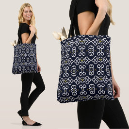 Elegant Abstract geometrisch patroon in marineblau Tote Bag