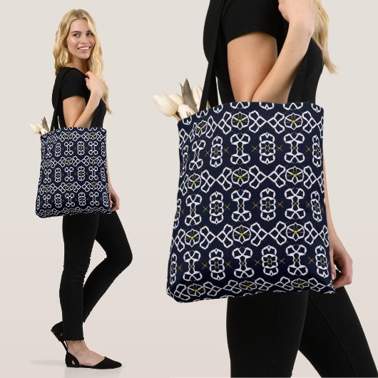 Elegant Abstract geometrisch patroon in marineblau Tote Bag