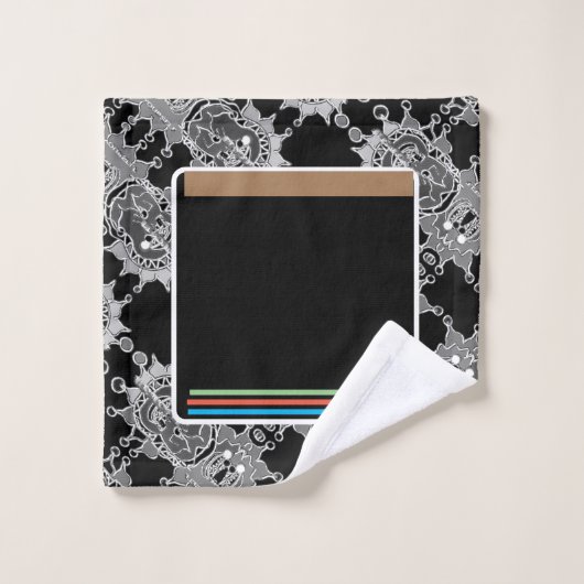 Elegant Abstract geometrisch patroon zwart Bad Handdoek (Wasdoekje)