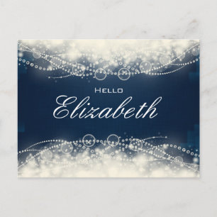 Elegant Abstract gezicht en parels op donkerblauw Briefkaart