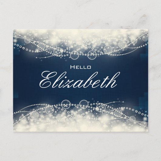 Elegant Abstract gezicht en parels op donkerblauw Briefkaart (Voorkant)