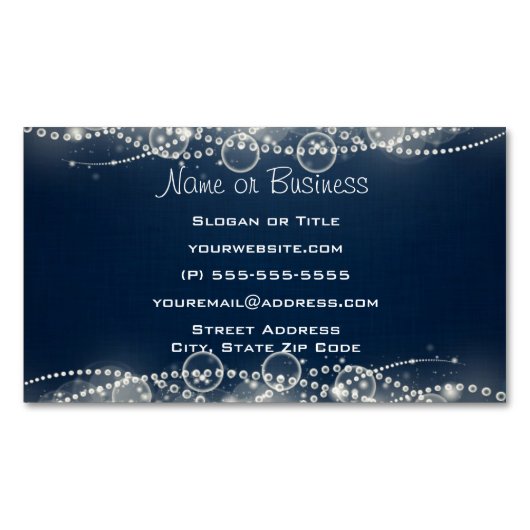 Elegant Abstract gezicht en parels op donkerblauw Magnetisch Visitekaartje (Voorkant)