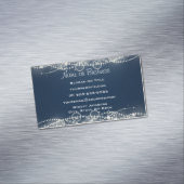 Elegant Abstract gezicht en parels op donkerblauw Magnetisch Visitekaartje (Voorbeeld)