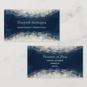 Elegant Abstract gezicht en parels op donkerblauw Visitekaartje (Voorkant / Achterkant)