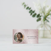 Elegant Abstract Glam Roos Gold Monogram Foto Visitekaartje (Staand voorkant)