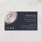 Elegant Abstract Glam Roos Gold Monogram Foto Visitekaartje (Achterkant)