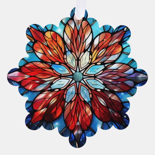 Elegant Abstract Glazen in lood kerstbloem Ornament Kaart (Voorkant)