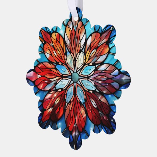 Elegant Abstract Glazen in lood kerstbloem Ornament Kaart (Links)