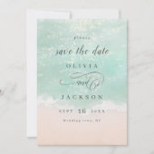 Elegant abstract glinsterend oceaanstrand save the date (Voorkant)