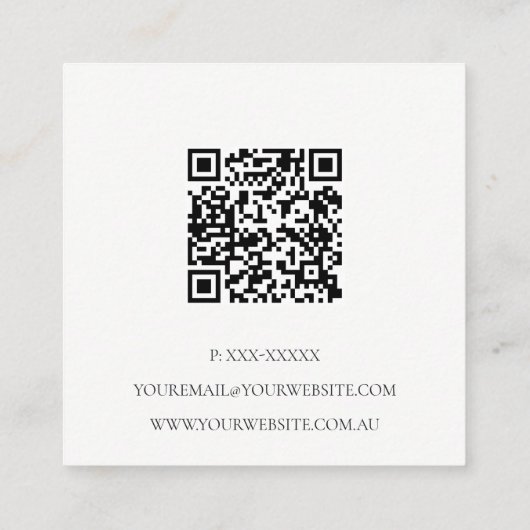 Elegant Abstract Glitter Ivory Gold QR Code Logo Vierkante Visitekaartje (Achterkant)