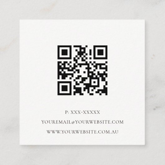 Elegant Abstract Glitter Ivory Gold QR-code Vierkante Visitekaartje (Achterkant)