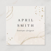 Elegant Abstract Glitter Ivory Gold QR-code Vierkante Visitekaartje (Voorkant)