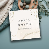 Elegant Abstract Glitter Ivory Gold QR-code Vierkante Visitekaartje