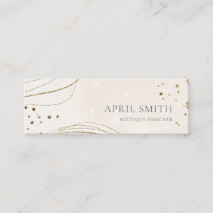 Elegant Abstract Glitter Ivory Gold Waterverf Mini Visitekaartje