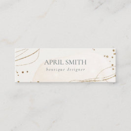 Elegant Abstract Glitter Ivory Gold Waterverf Mini Visitekaartje