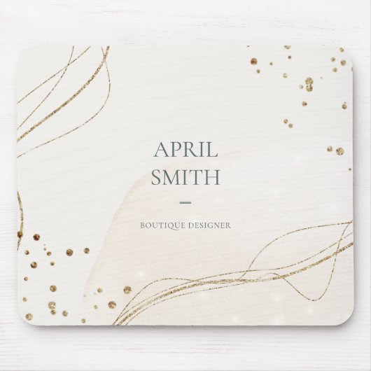 Elegant Abstract Glitter Ivory Gold Waterverf Muismat (Voorkant)