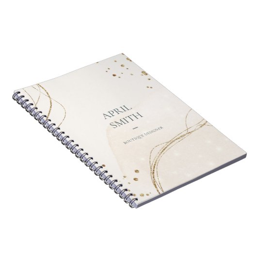 Elegant Abstract Glitter Ivory Gold Waterverf Notitieboek (Rechterzijde)