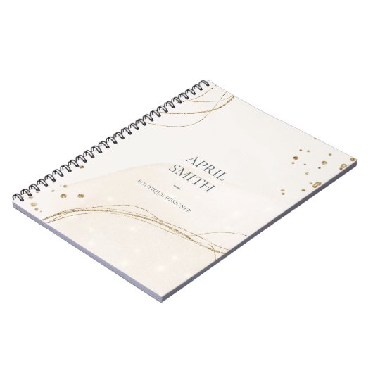 Elegant Abstract Glitter Ivory Gold Waterverf Notitieboek (Linkerzijde)