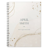 Elegant Abstract Glitter Ivory Gold Waterverf Notitieboek (Voorkant)