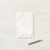 Elegant Abstract Glitter Ivory Gold Waterverf Post-it® Notes (Op bureau)