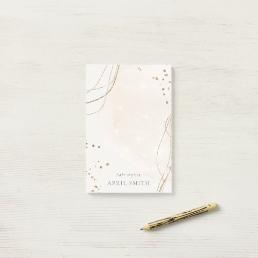 Elegant Abstract Glitter Ivory Gold Waterverf Post-it® Notes (Op bureau)
