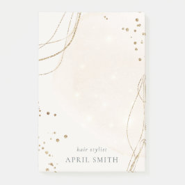 Elegant Abstract Glitter Ivory Gold Waterverf Post-it® Notes