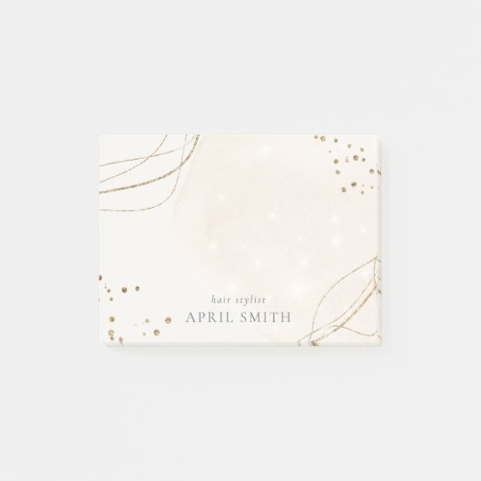 Elegant Abstract Glitter Ivory Gold Waterverf Post-it® Notes (Voorkant)