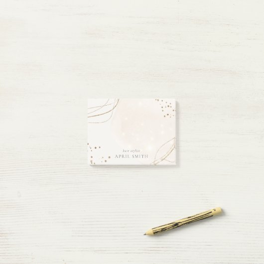 Elegant Abstract Glitter Ivory Gold Waterverf Post-it® Notes (Op bureau)