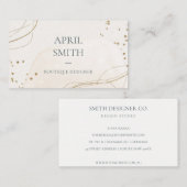 Elegant Abstract Glitter Ivory Gold Waterverf Visitekaartje (Voorkant / Achterkant)
