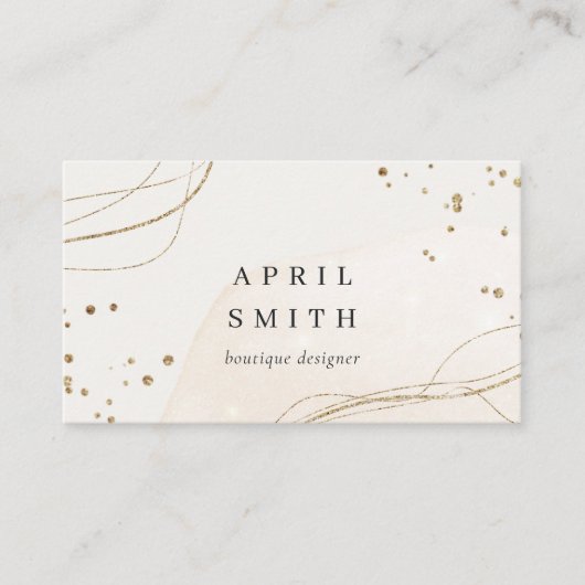 Elegant Abstract Glitter Ivory Gold Waterverf Visitekaartje (Voorkant)