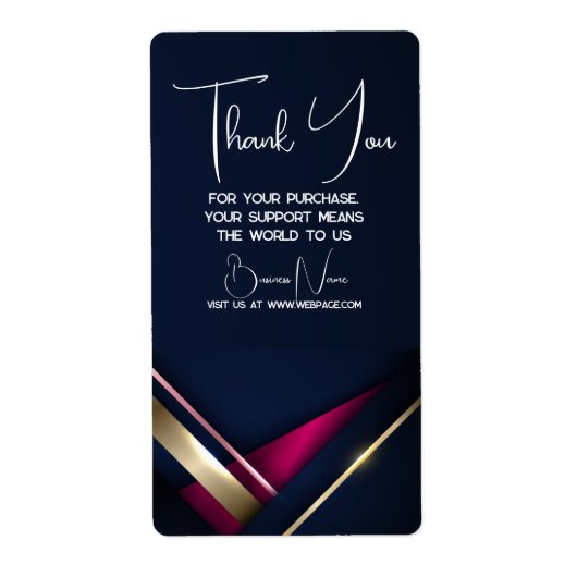 Elegant Abstract Gold Blue Hartelijk dank Etiket (Voorkant)