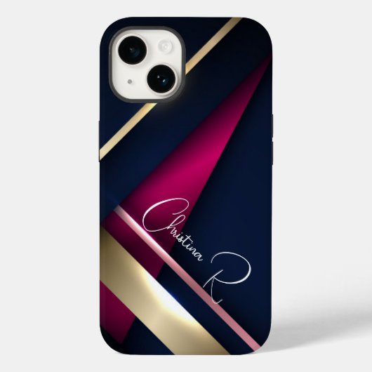 Elegant Abstract Gold Blue Roze Case-Mate iPhone Case (Achterkant)