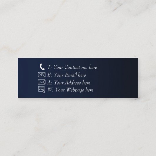 Elegant Abstract Gold Blue Roze Mini Visitekaartje (Achterkant)