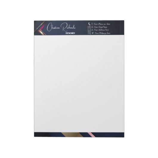Elegant Abstract Gold Blue Roze Notitieblok (Linkerzijde)