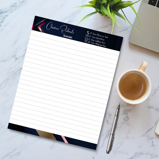 Elegant Abstract Gold Blue Roze Notitieblok