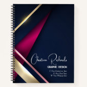 Elegant Abstract Gold Blue Roze Notitieboek (Voorkant)