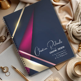 Elegant Abstract Gold Blue Roze Notitieboek