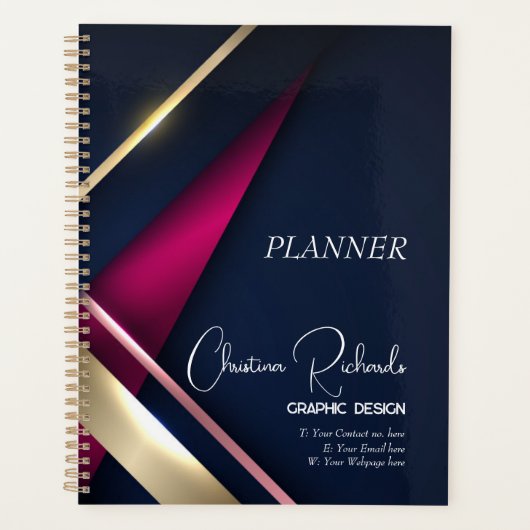 Elegant Abstract Gold Blue Roze Planner (Voorkant)