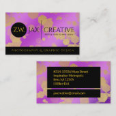 Elegant Abstract Gold Confetti op Paars Visitekaartje (Voorkant / Achterkant)