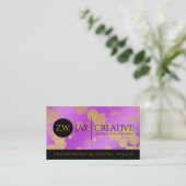 Elegant Abstract Gold Confetti op Paars Visitekaartje (Staand voorkant)