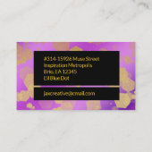 Elegant Abstract Gold Confetti op Paars Visitekaartje (Achterkant)