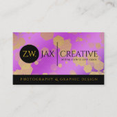 Elegant Abstract Gold Confetti op Paars  Visitekaartje (Voorkant)