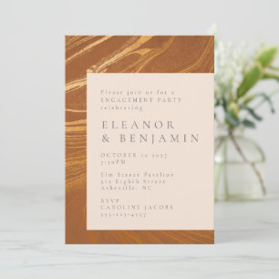Elegant Abstract Gold en Bronze Engagement Party Kaart