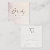 Elegant Abstract Gold Paars Logo Cadeaubon Vierkante Visitekaartje (Voorkant / Achterkant)