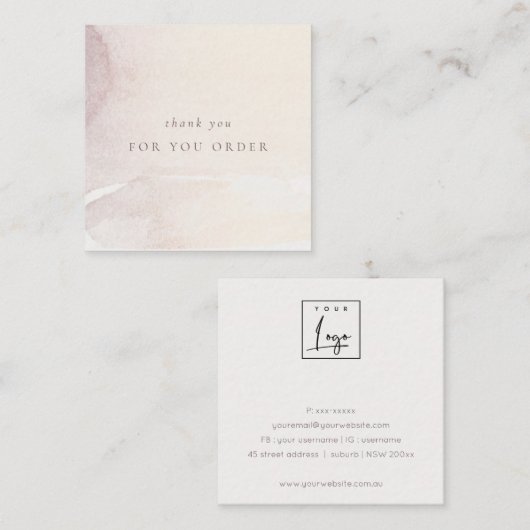 Elegant Abstract Gold Paars Logo Hartelijk dank Vierkante Visitekaartje (Voorkant / Achterkant)