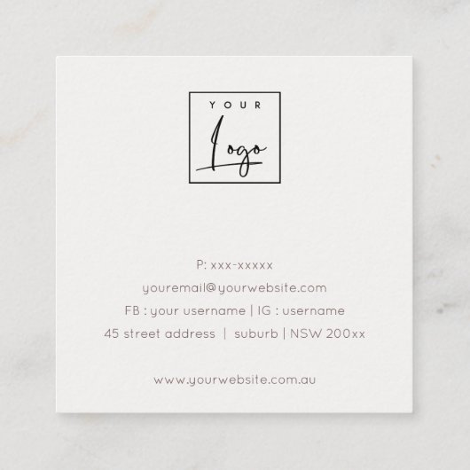 Elegant Abstract Gold Paars Logo Hartelijk dank Vierkante Visitekaartje (Achterkant)