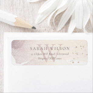 Elegant Abstract Gold Paars Monogram Adres Etiket
